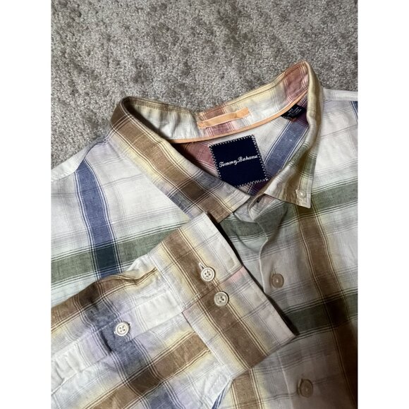 Tommy Bahama 3XT Plaid Mens Long-Sleeve Shirt Linen Cotton Blend lightweight - Picture 11 of 11
